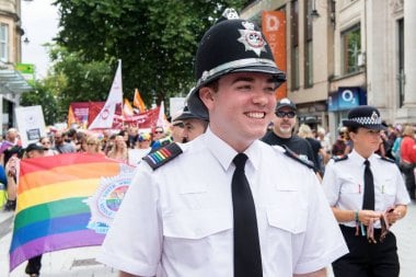 Scot Anderson taking part in Pride parade.